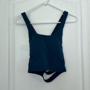 Navy blue strappy back workout top, size small, like new, barely worn